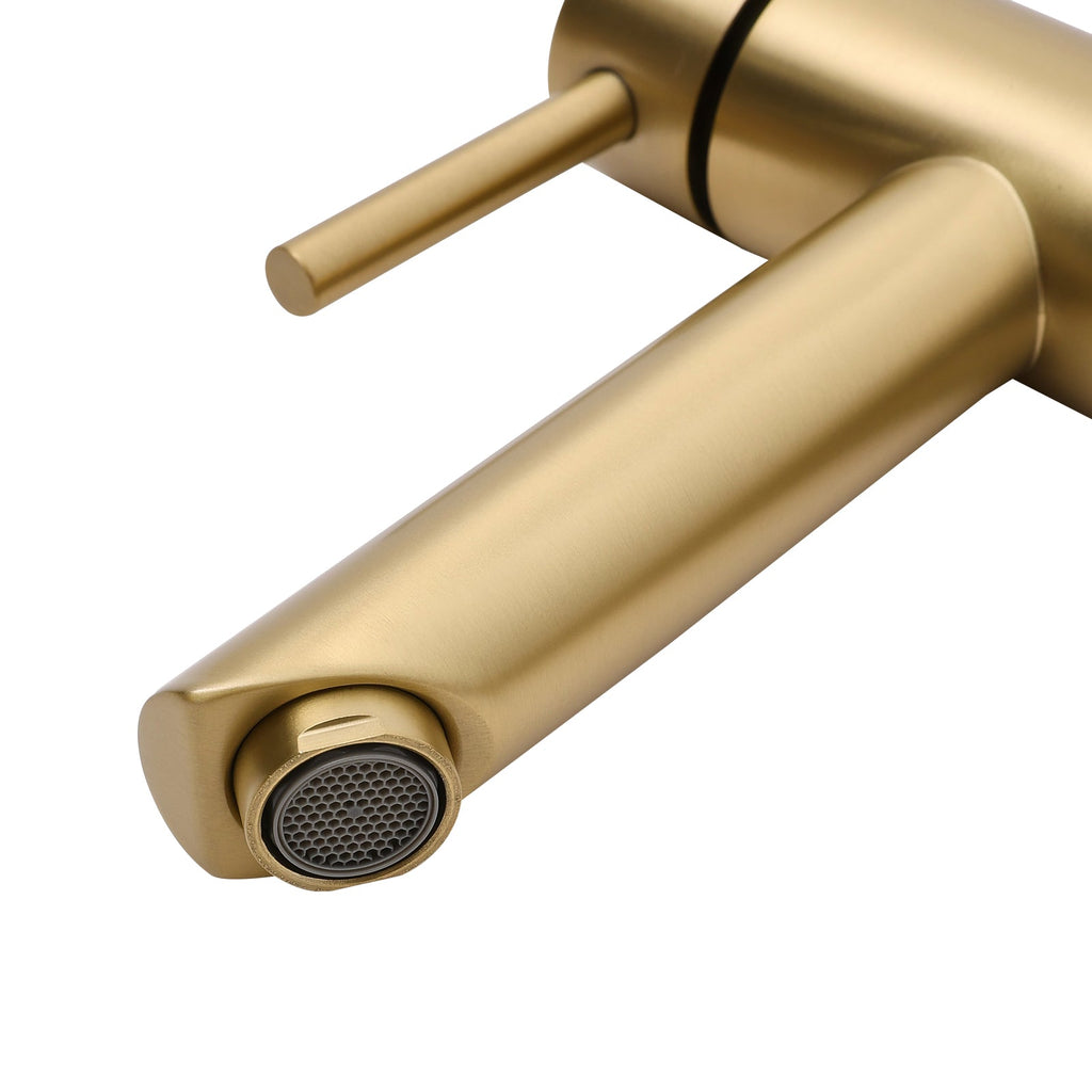 Brushed Gold Tall Single Handle Vessel Faucet