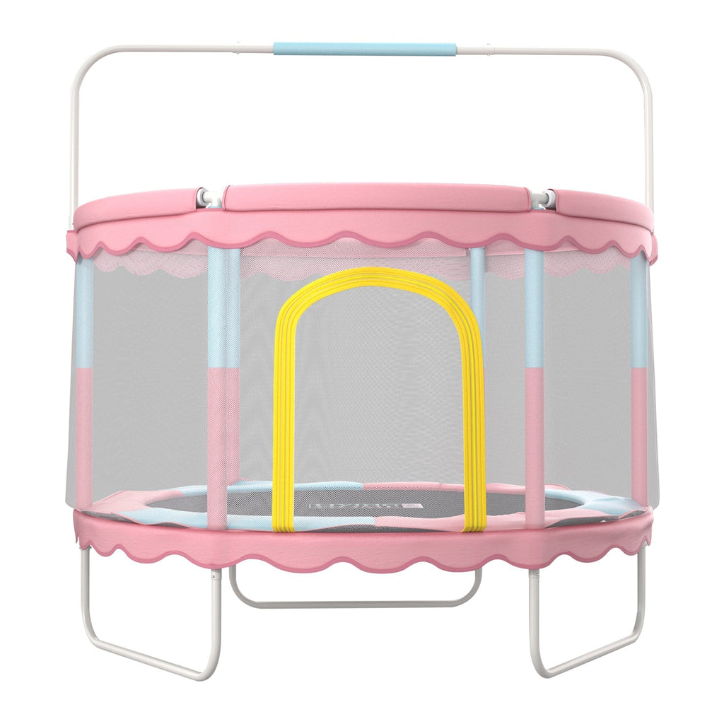 130CM Height Outdoor Kids Trampoline with Balance Bar and Safety Net