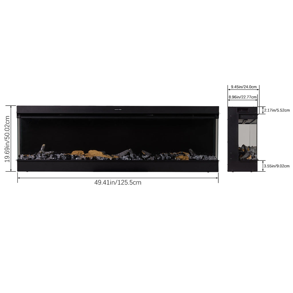 50/60/70'' 3 Side Electric Fireplace with Remote Control