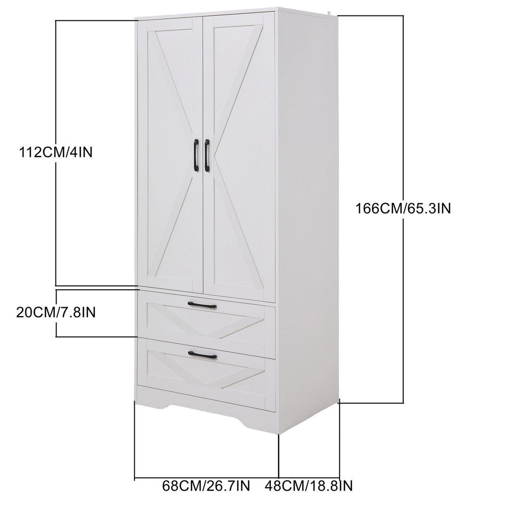 2-Door Wardrobe with Drawers & Mirror