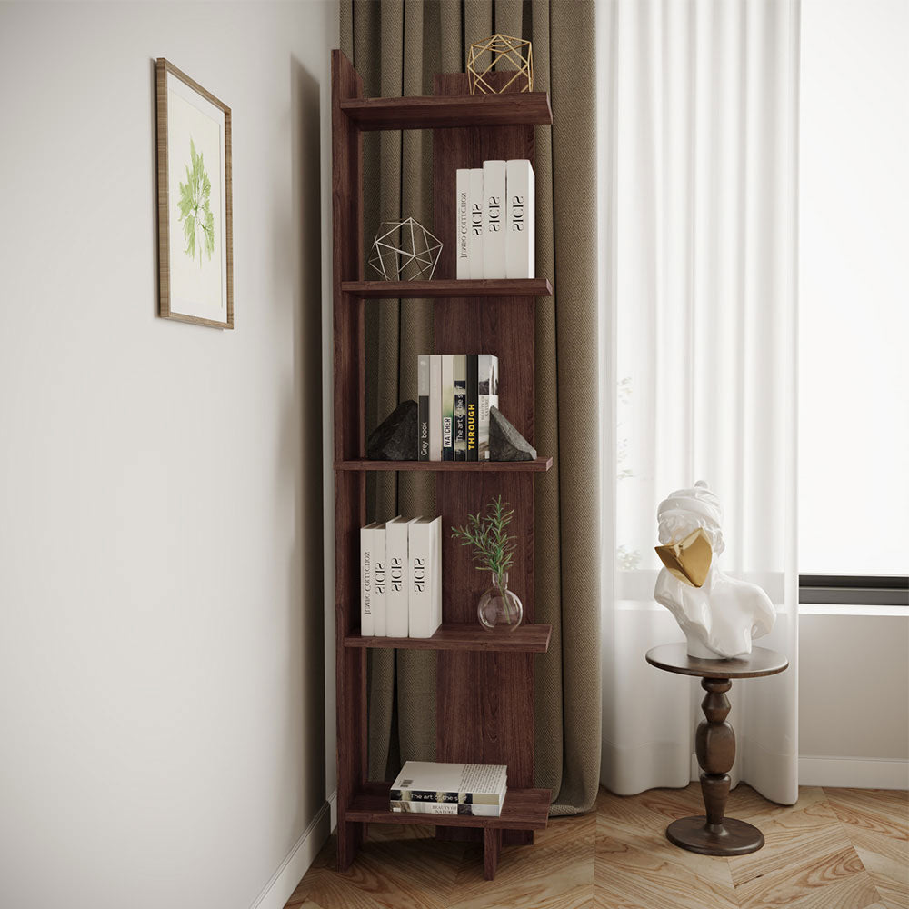 Industrial 5-Tier Corner Bookshelf Shelf Unit