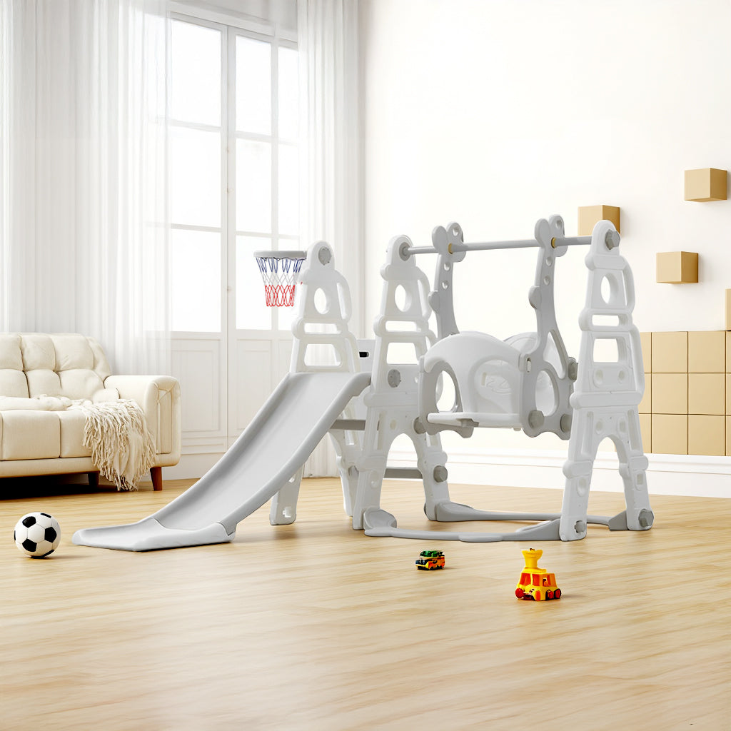 3-in-1 Toddler Swing Slide Set with Basketball Hoop