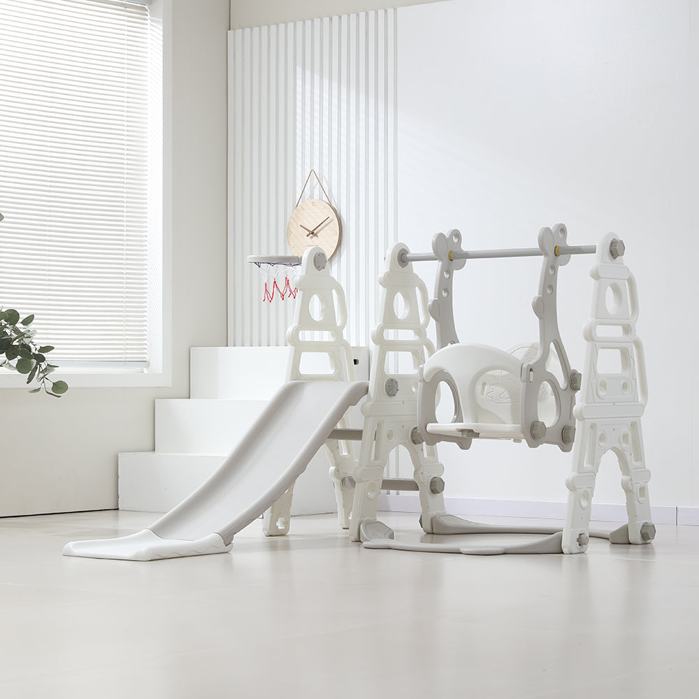 3-in-1 Toddler Swing Slide Set with Basketball Hoop