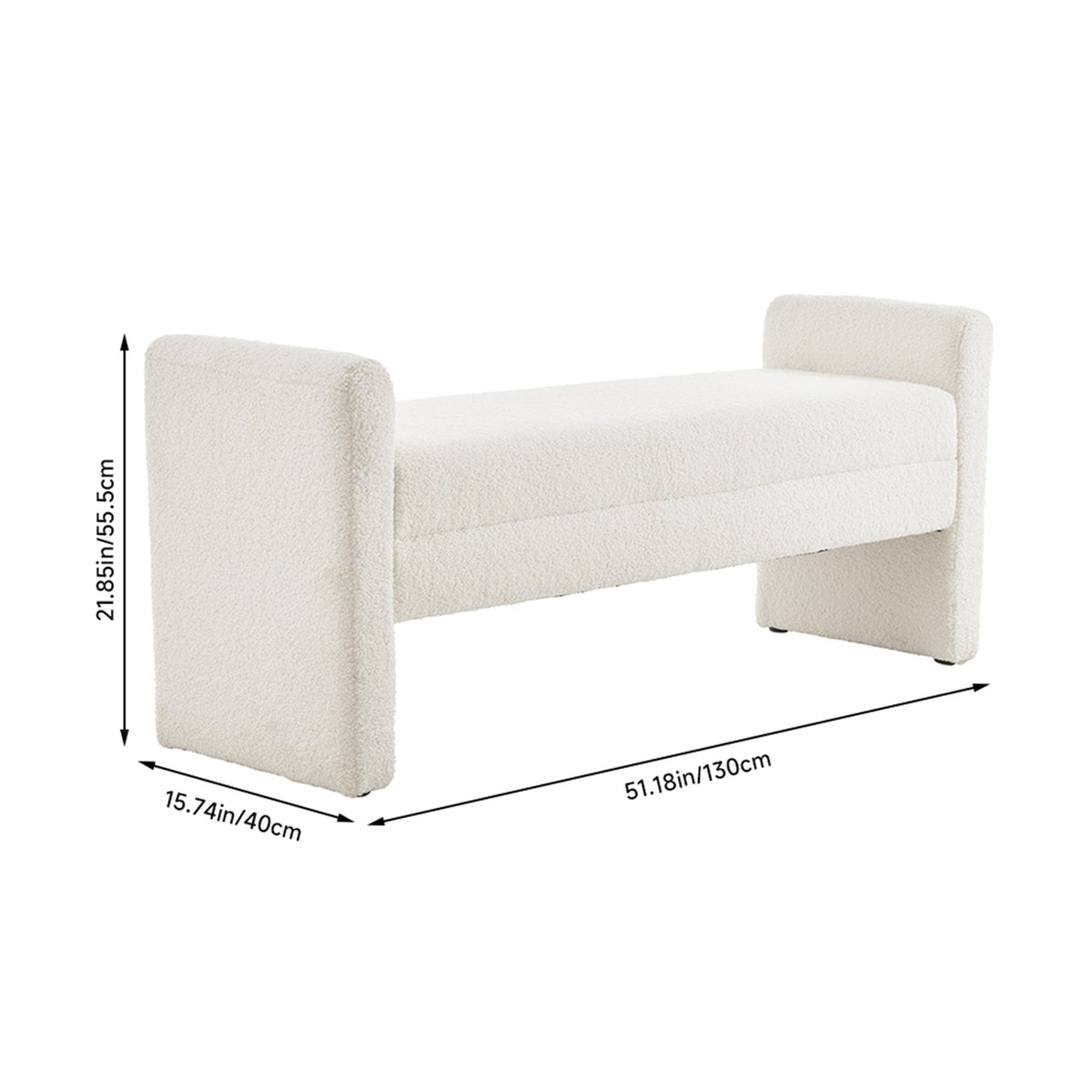 White Teddy Fleece Upholstered Bench