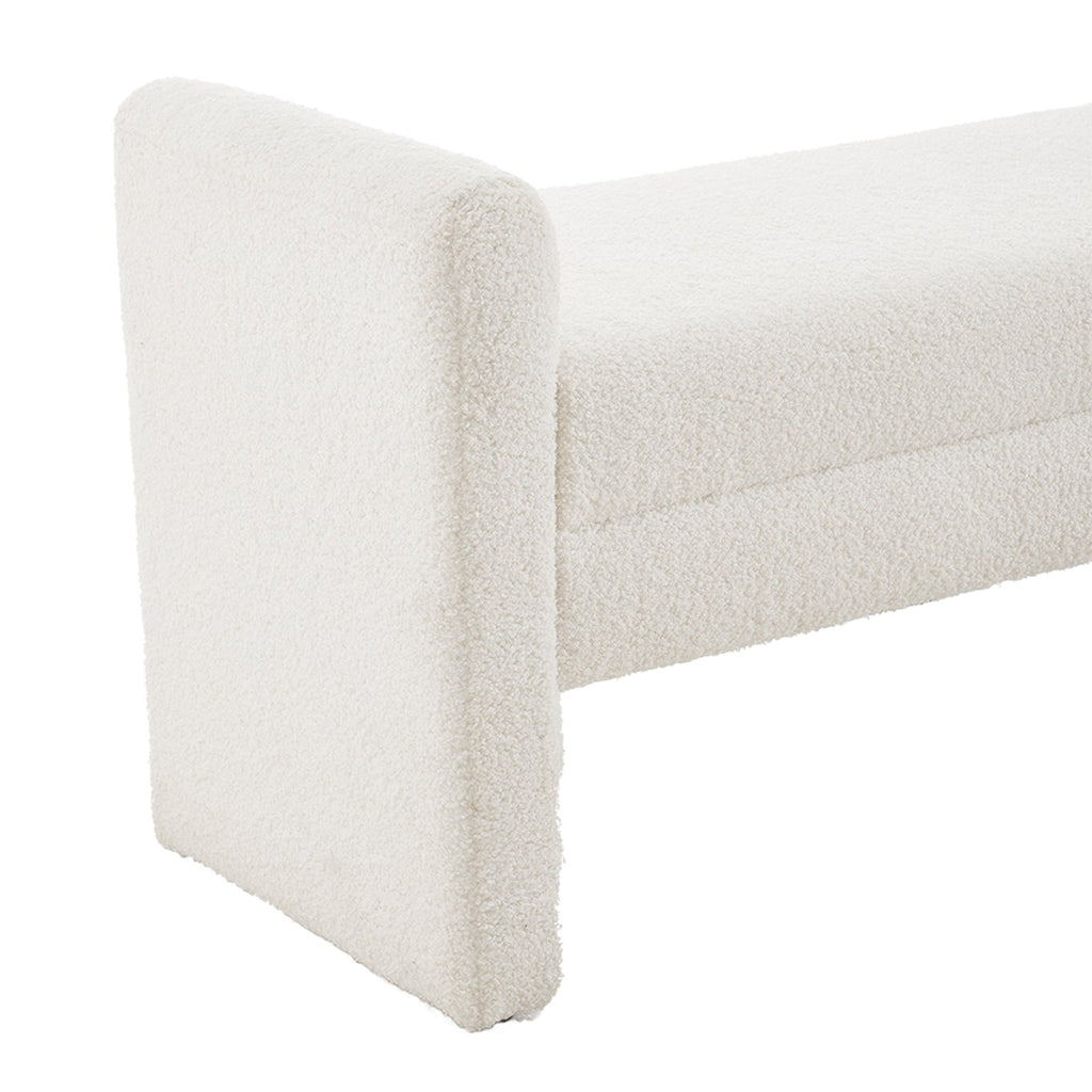 White Teddy Fleece Upholstered Bench