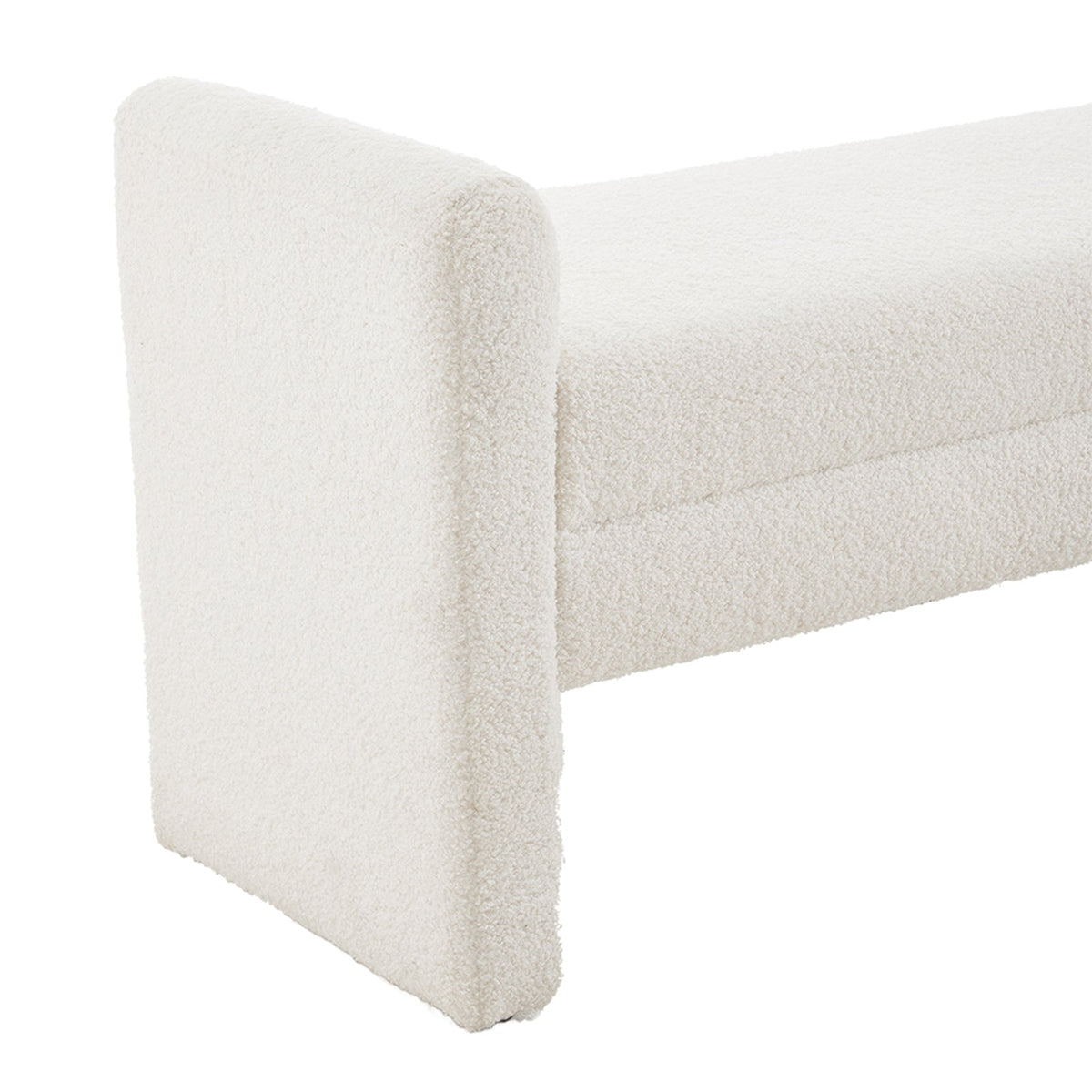 White Teddy Fleece Upholstered Bench
