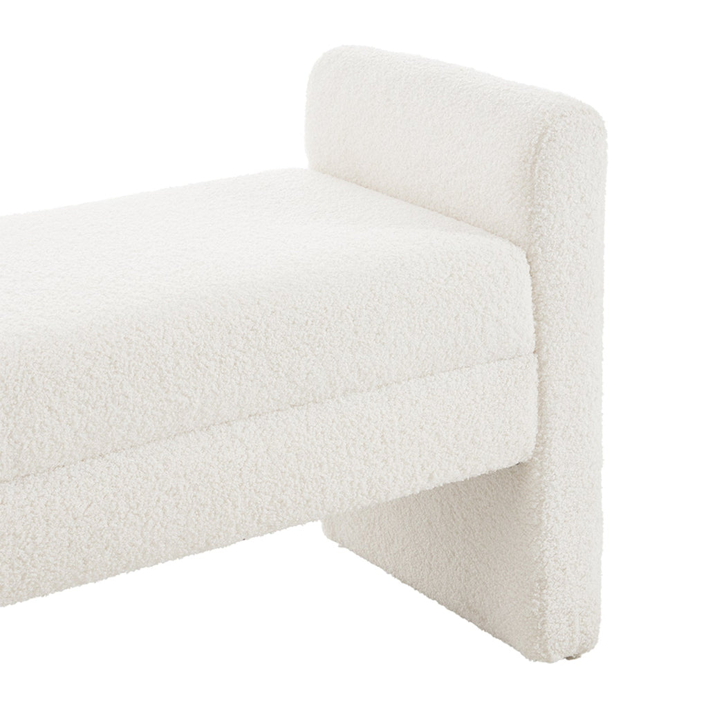 White Teddy Fleece Upholstered Bench