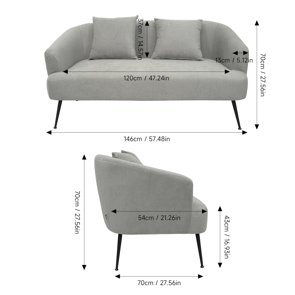 Modern Chenille 2-Seater Sofa with 2 Scatter Cushions