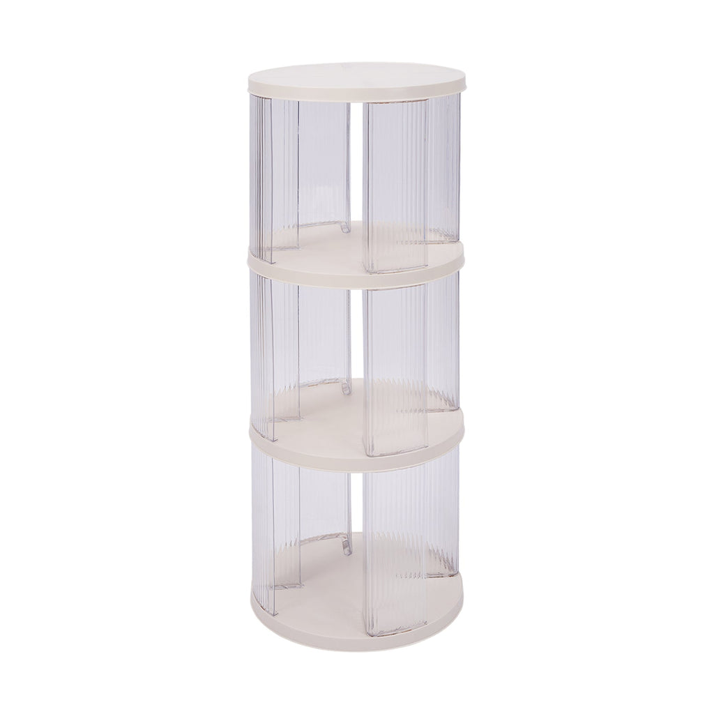 3-Tier Plastic Round Rotating Bookshelf