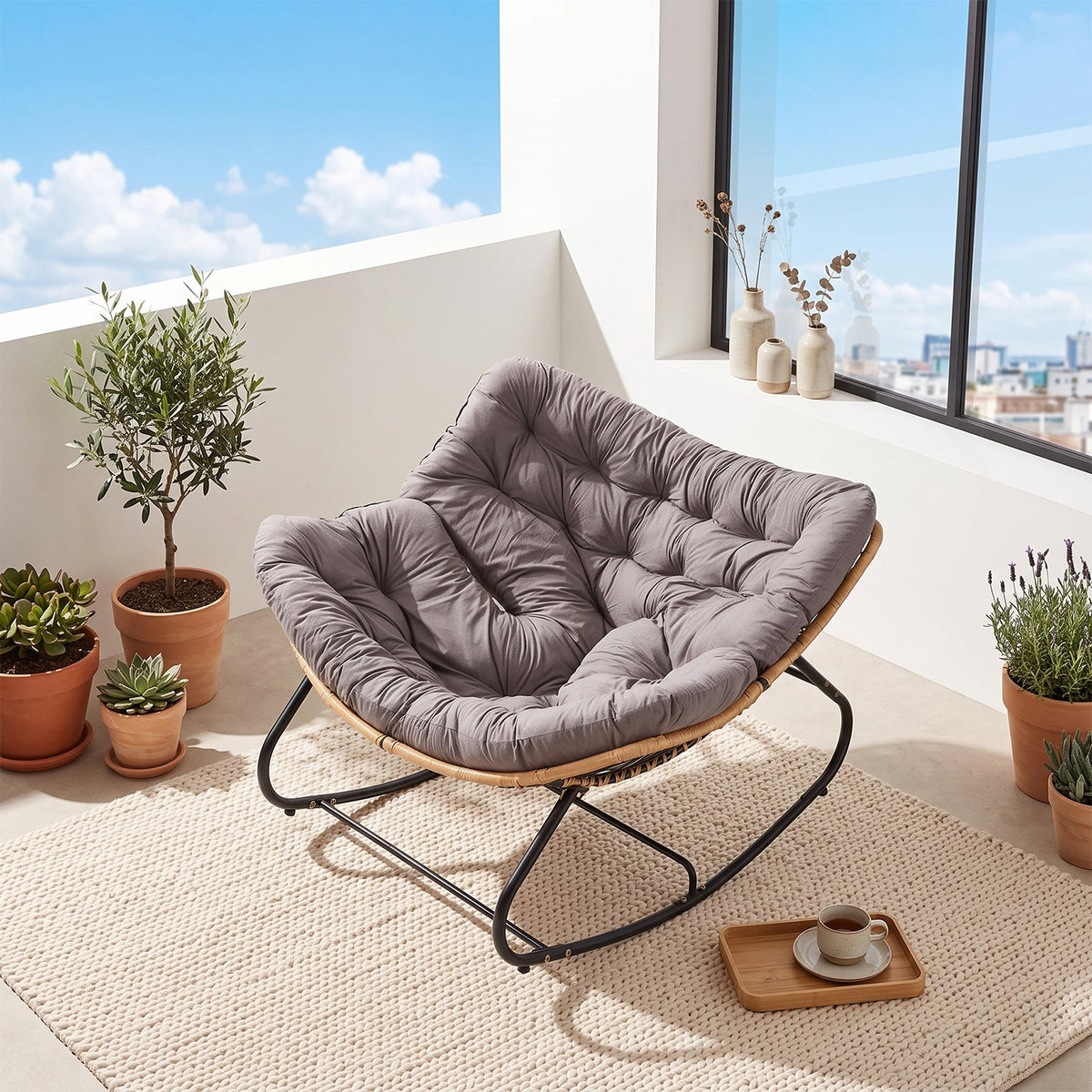 Modern Rocking Chair with Cushion