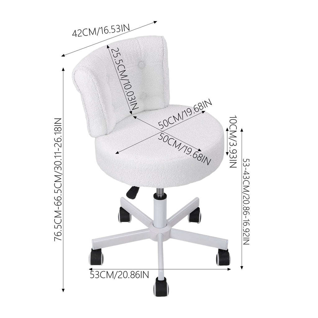 Height-Adjustable Swivel Vanity Chair with Castors