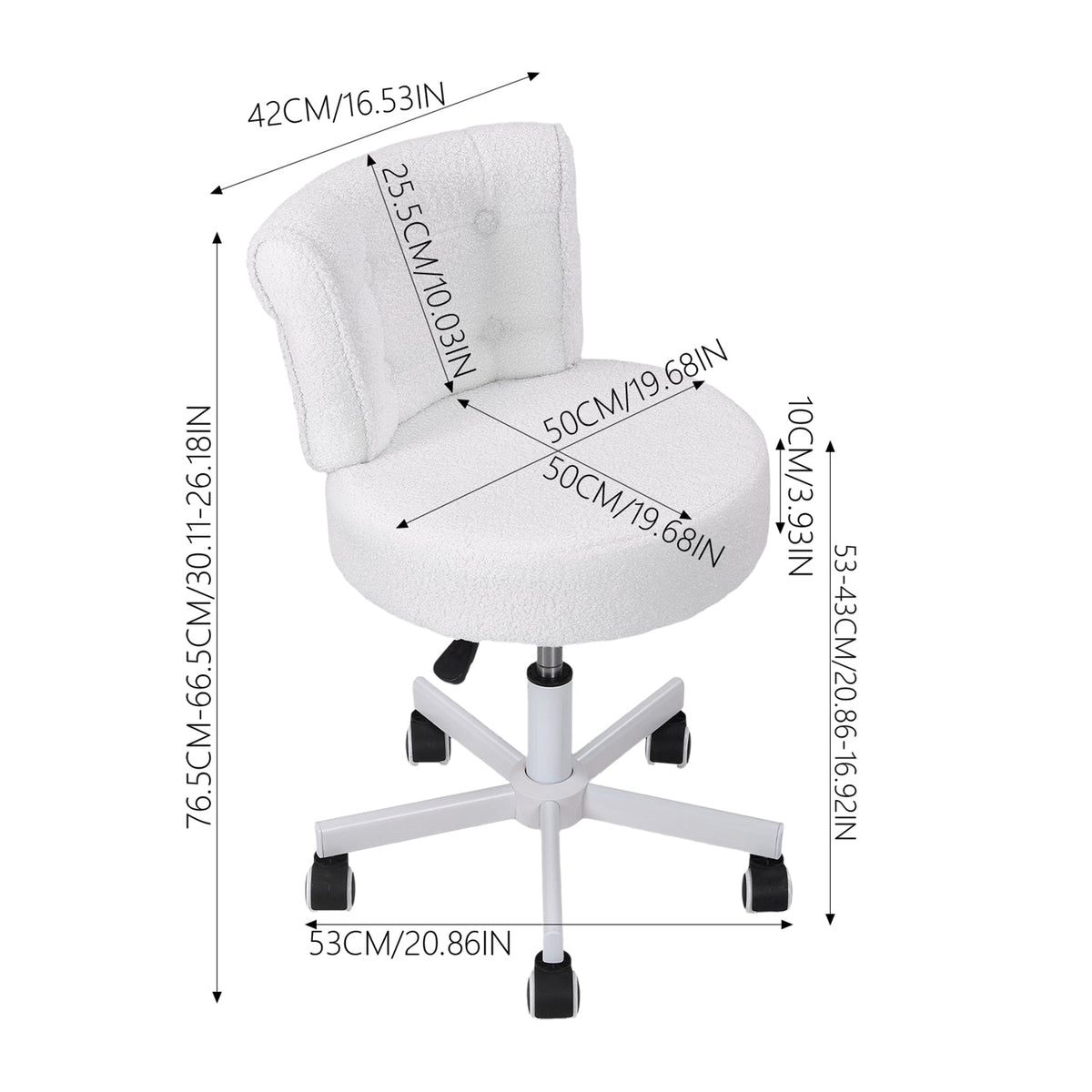 Height-Adjustable Swivel Vanity Chair with Castors