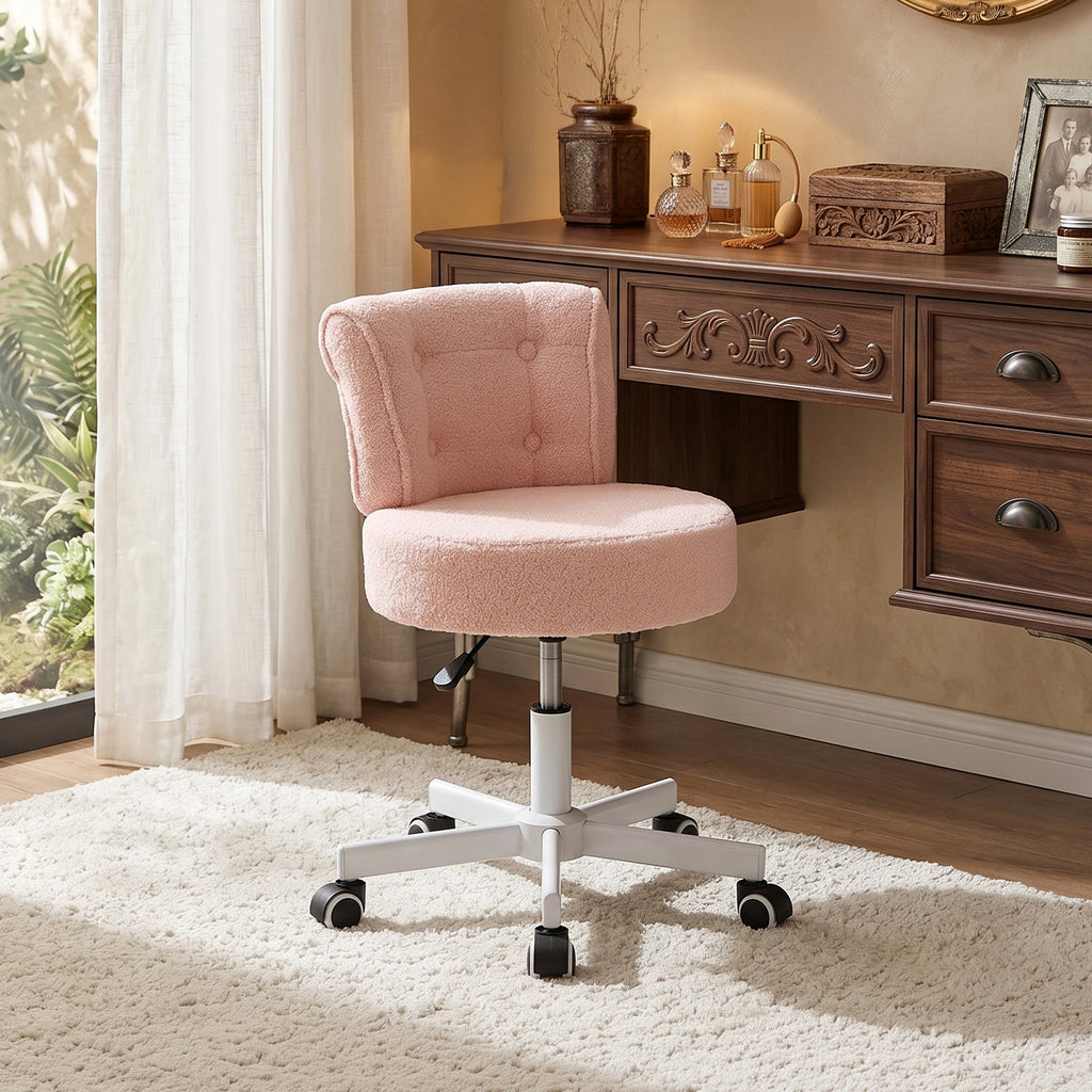 Height-Adjustable Swivel Vanity Chair with Castors