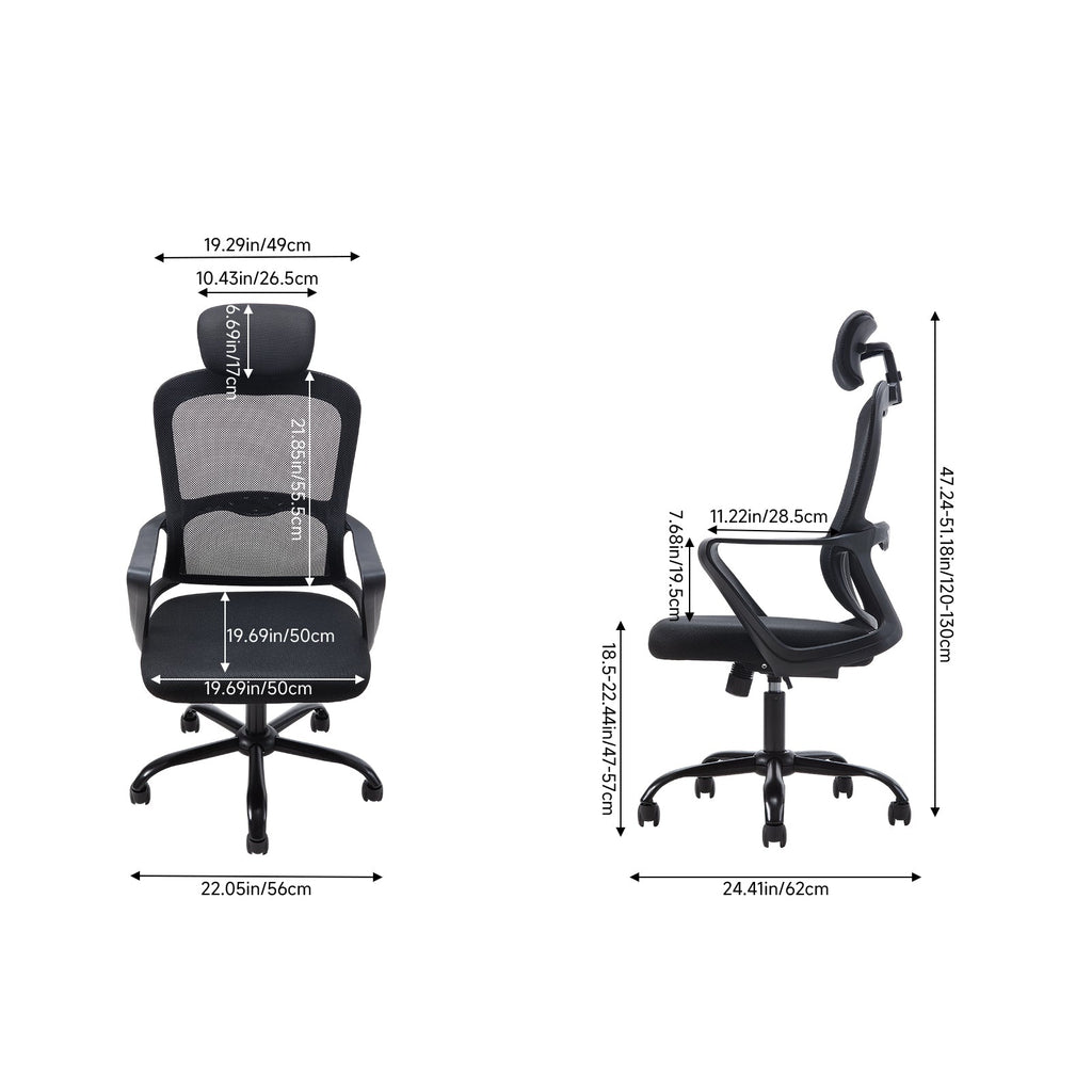 Ergonomic Mesh Office Chair with Adjustable Headrest & 15° Tilt Recline