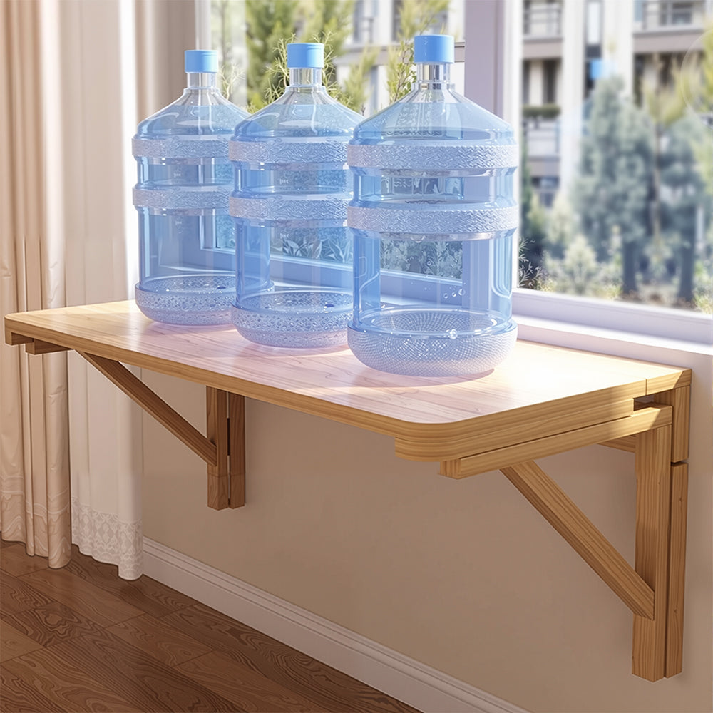 Wall-mounted Folding Table with Wooden Brackets