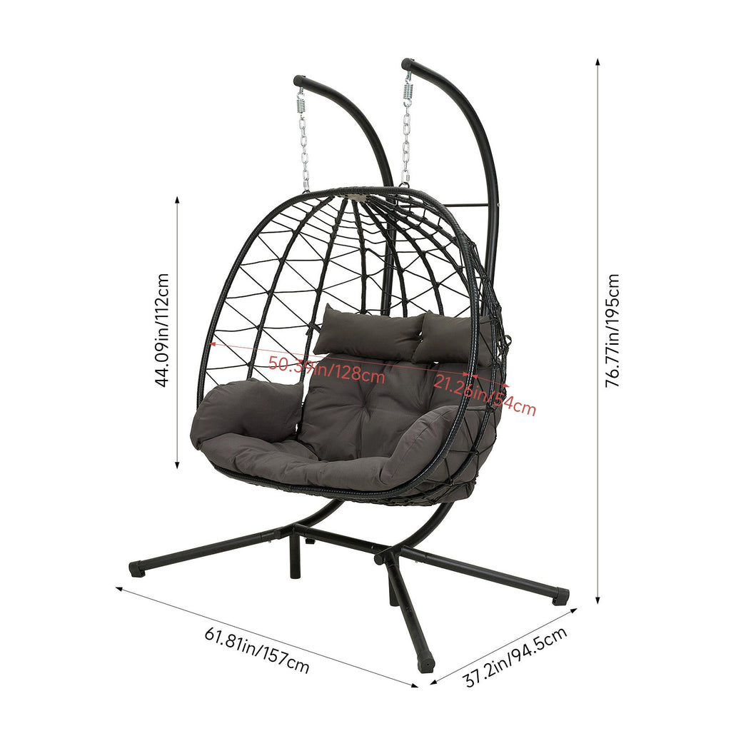 2-Seater Swing Hanging Egg Chair with Metal Stand