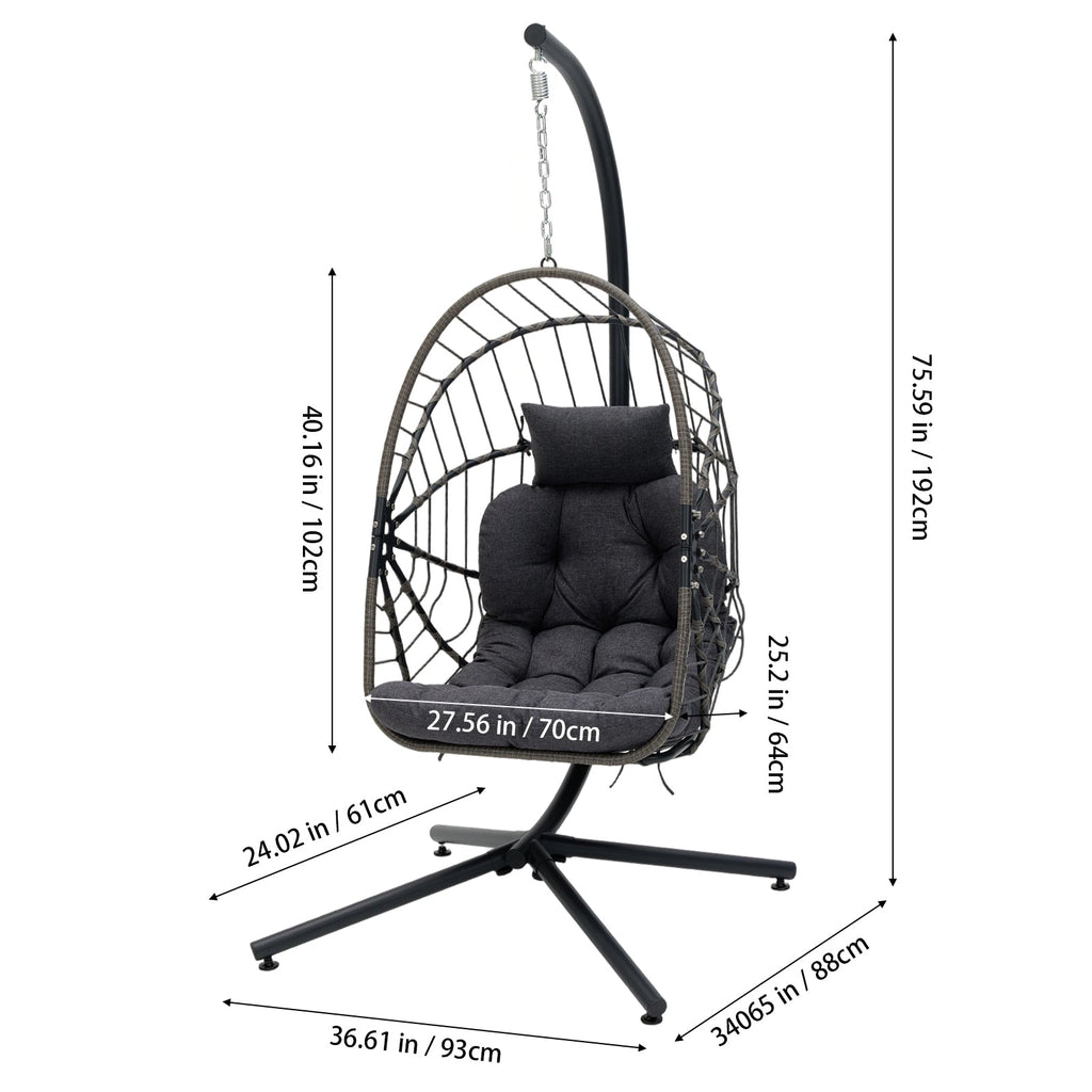 Swing Hanging Egg Chair with Cushion and Headrest