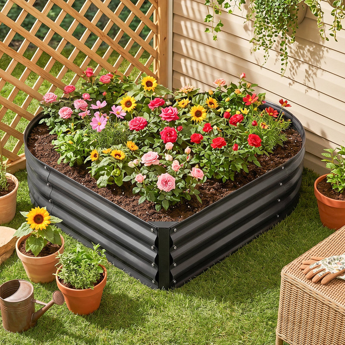 Heart-shaped Galvanised Steel Raised Garden Bed