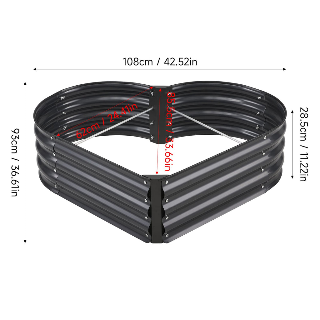 Heart-shaped Galvanised Steel Raised Garden Bed