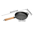 Round Cast Iron Frying Pan with Removable Wooden Handle