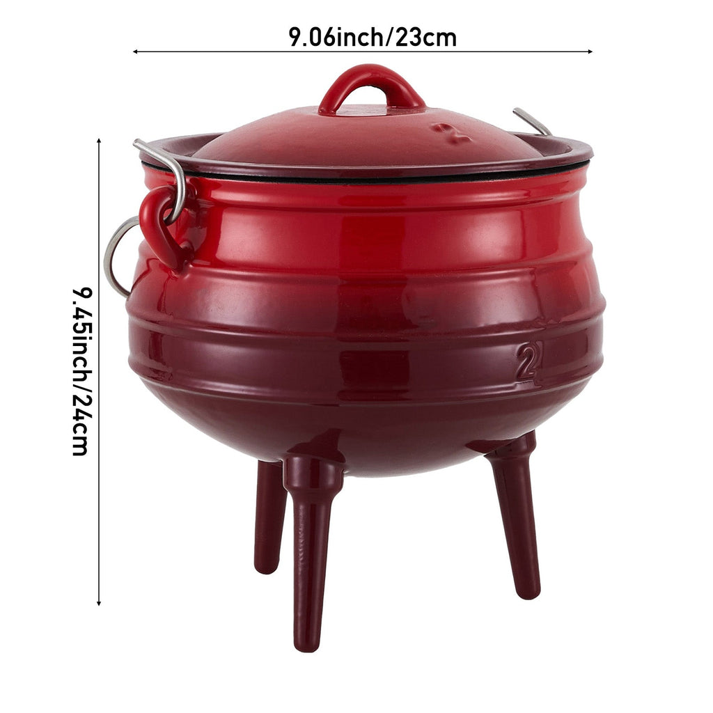 Enameled Cast Iron Cauldron with Lid for Camping & BBQ