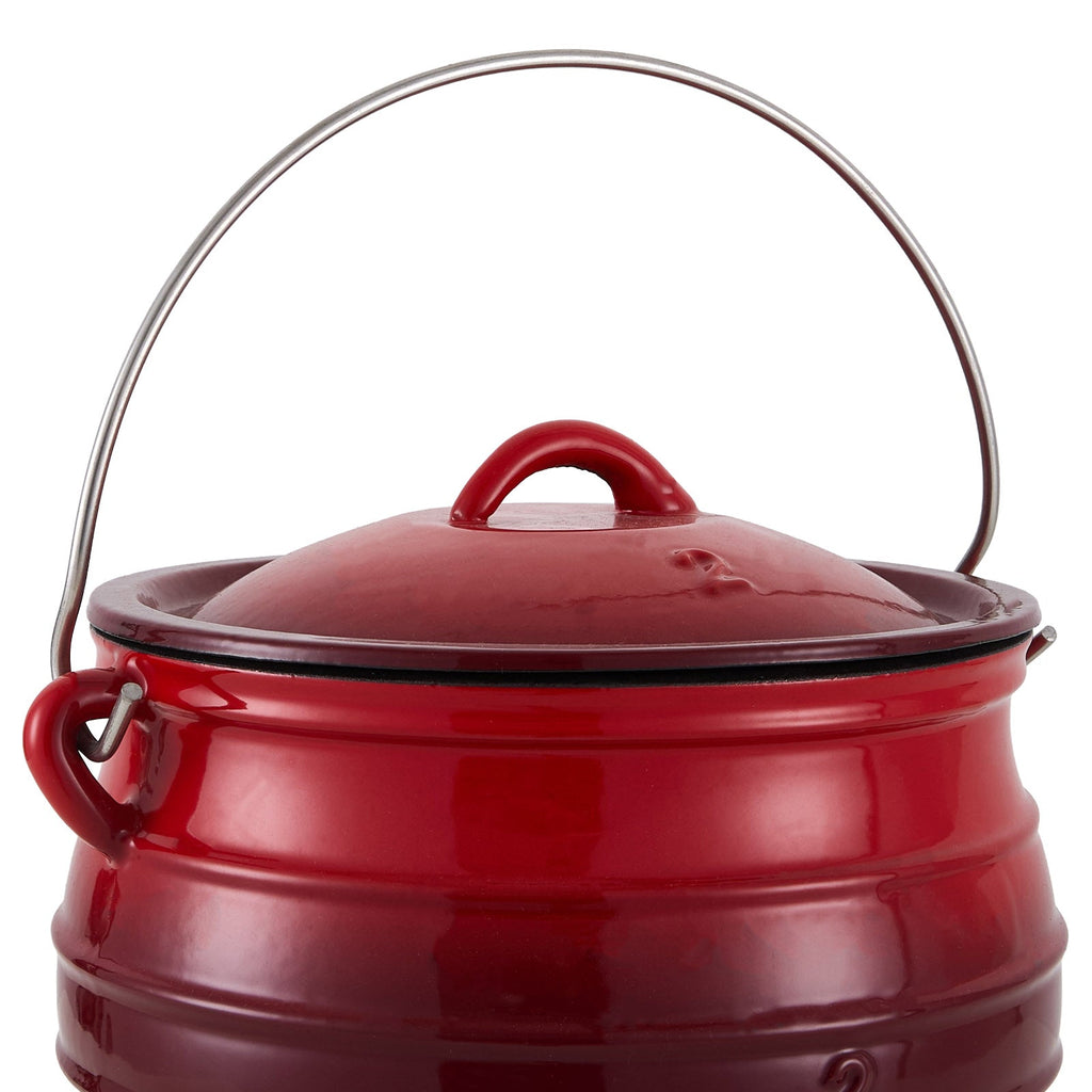 Enameled Cast Iron Cauldron with Lid for Camping & BBQ