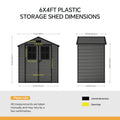 6 x 4 ft Plastic Garden Shed with Apex Roof & Lockable Double Doors