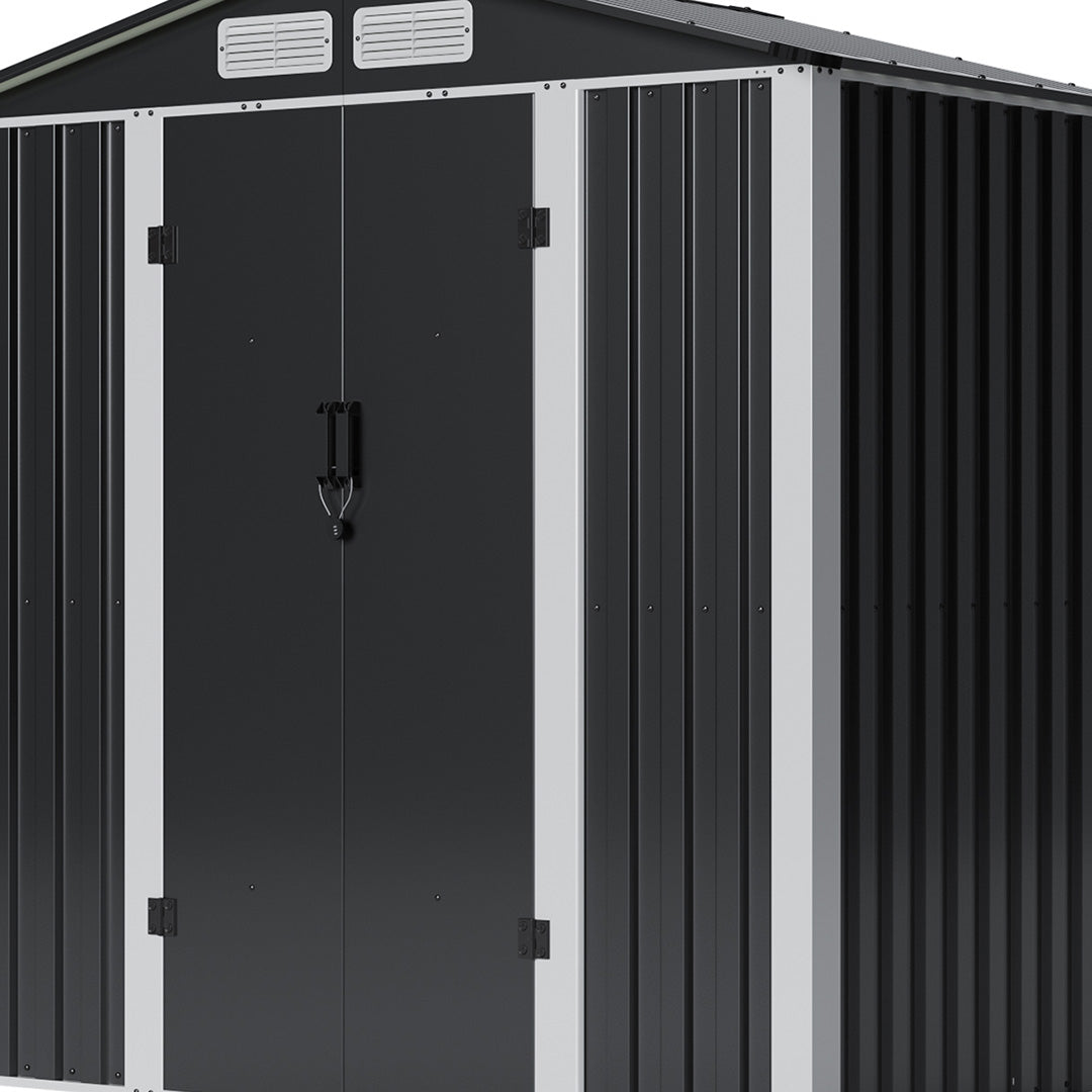 Metal Garden Storage Shed with Apex Roof & Lockable Door