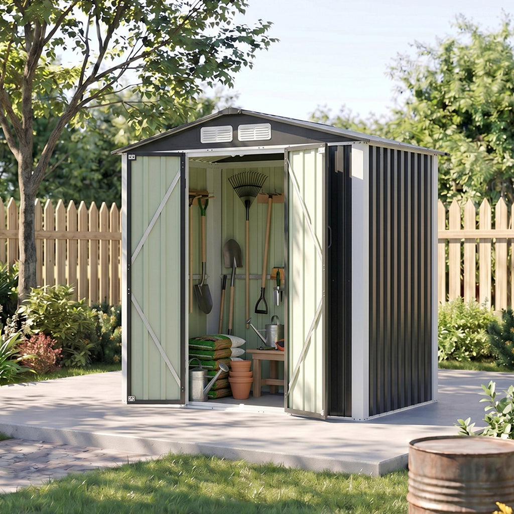 Metal Garden Storage Shed with Apex Roof & Lockable Door