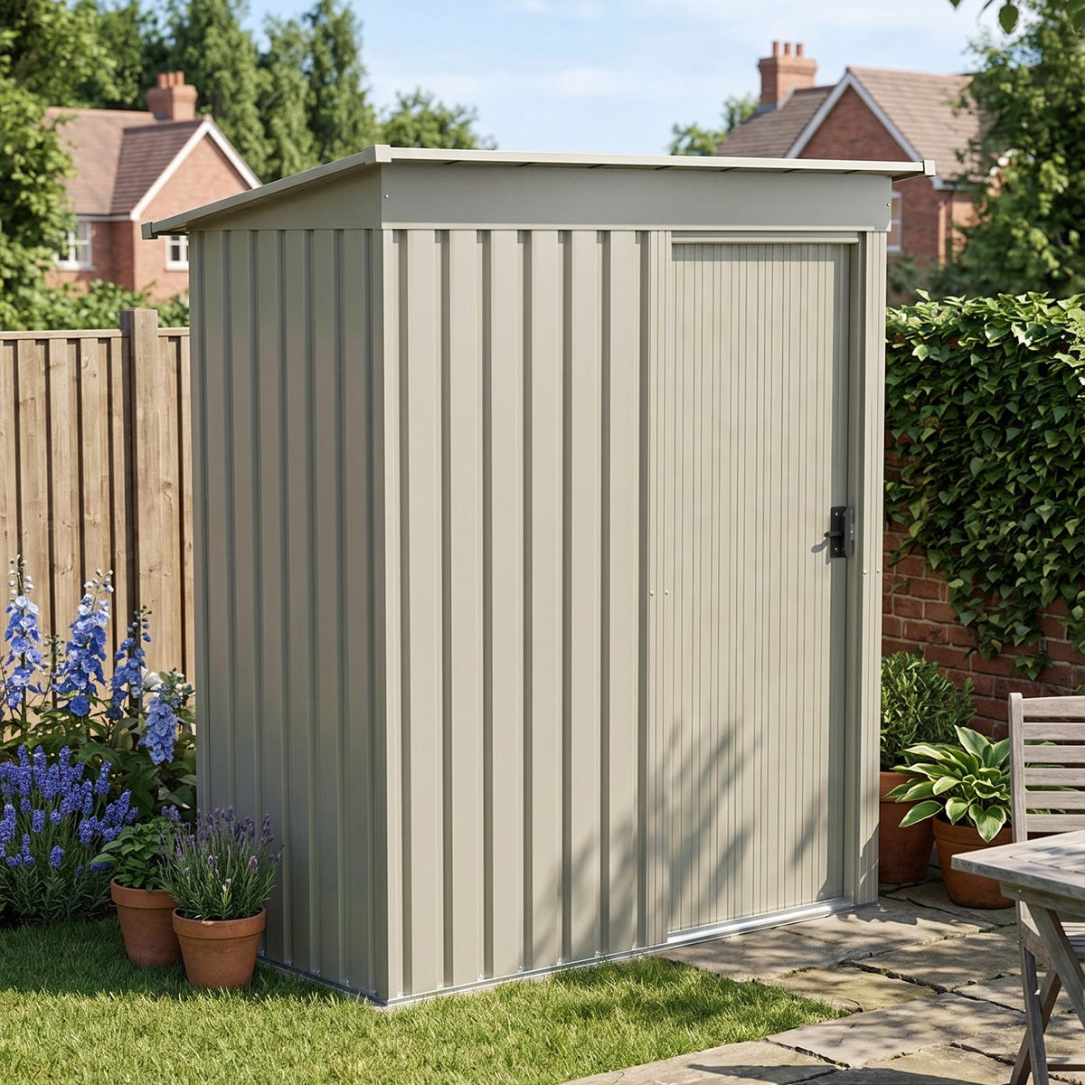 5 x 3 ft Metal Garden Storage Shed with Pent Roof & Lockable Door