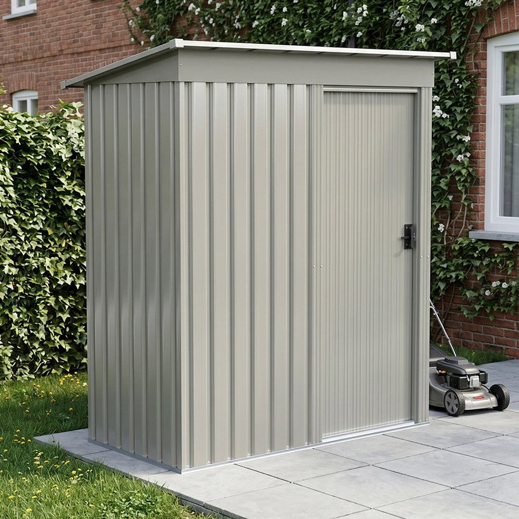 5 x 3 ft Metal Garden Storage Shed with Pent Roof & Lockable Door