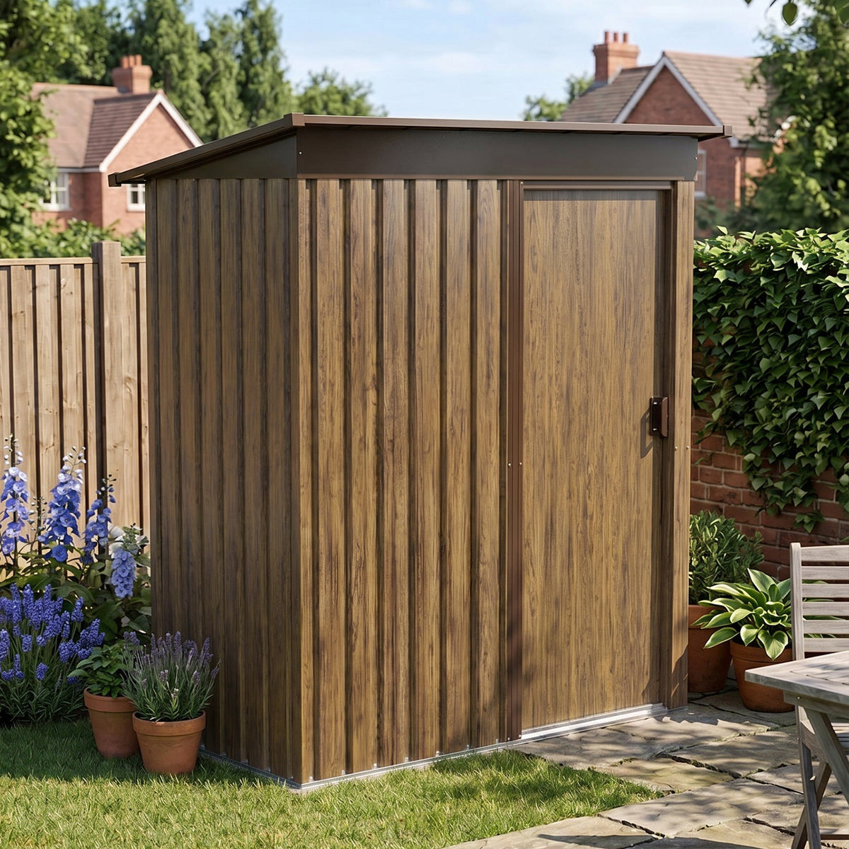5 x 3 ft Metal Garden Storage Shed with Pent Roof & Lockable Door