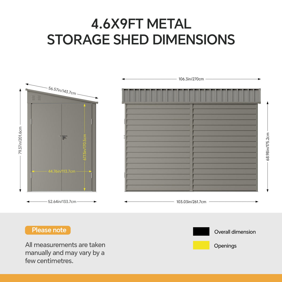 144cm Wide Metal Garden Storage Shed with Pent Roof