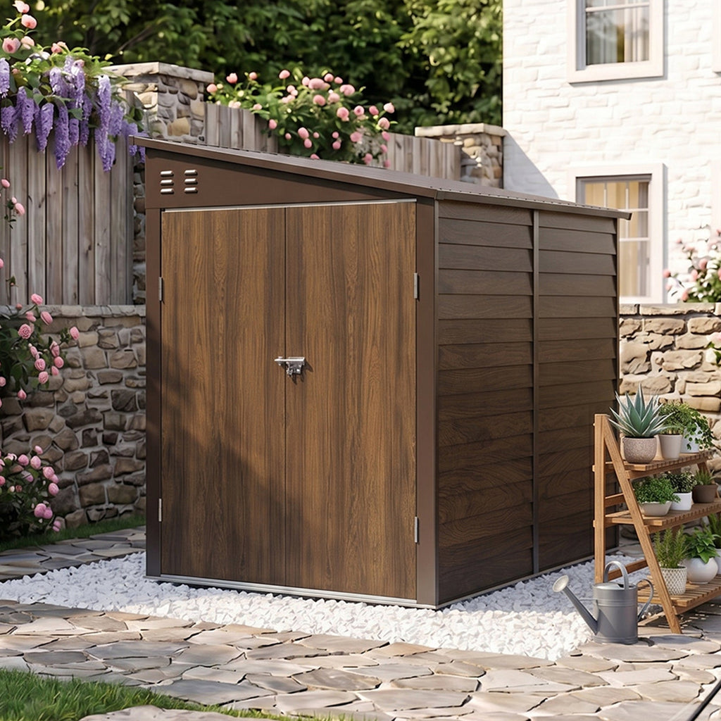 144cm Wide Metal Garden Storage Shed with Pent Roof