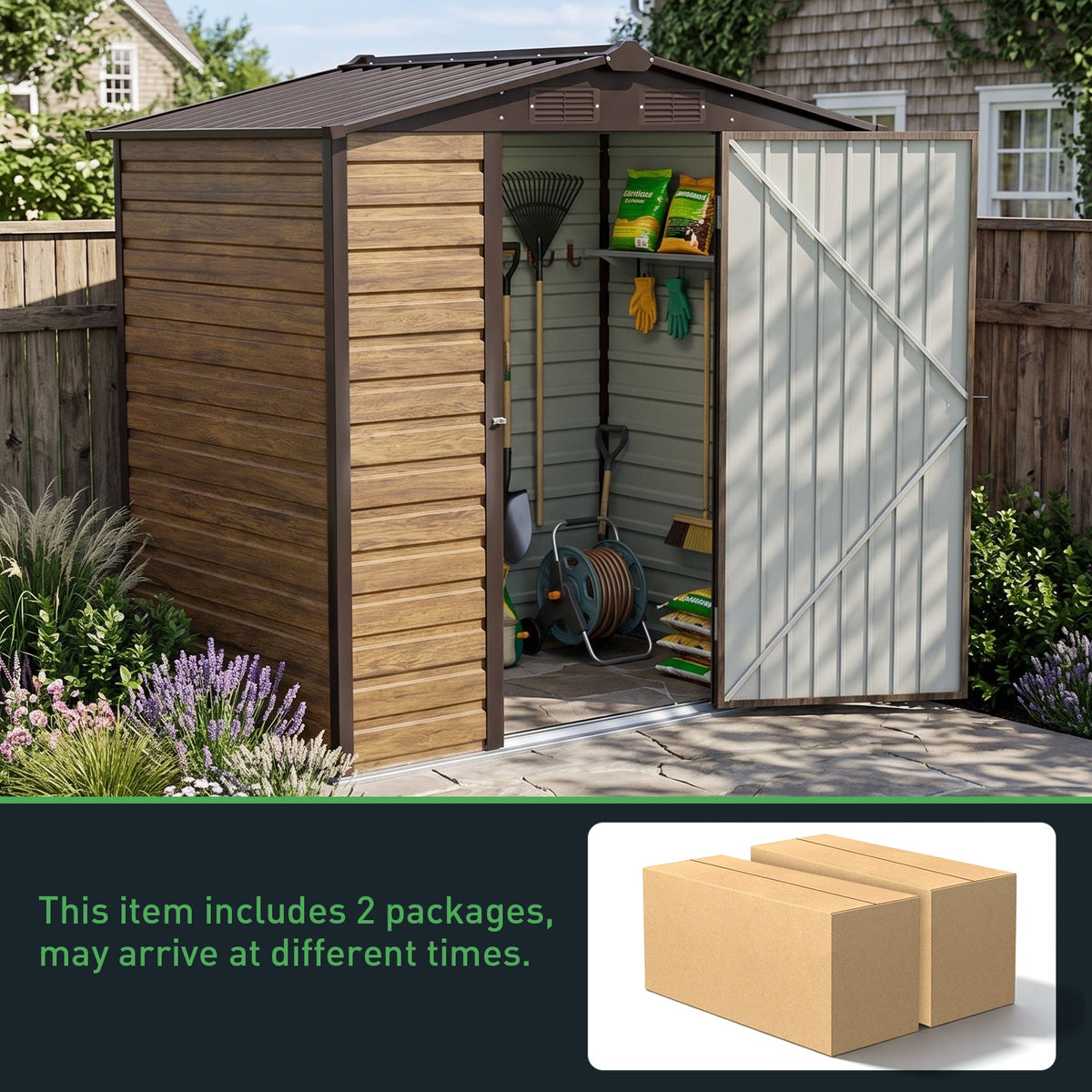 6 x 4 ft Metal Garden Storage Shed with Apex Roof & Lockable Door