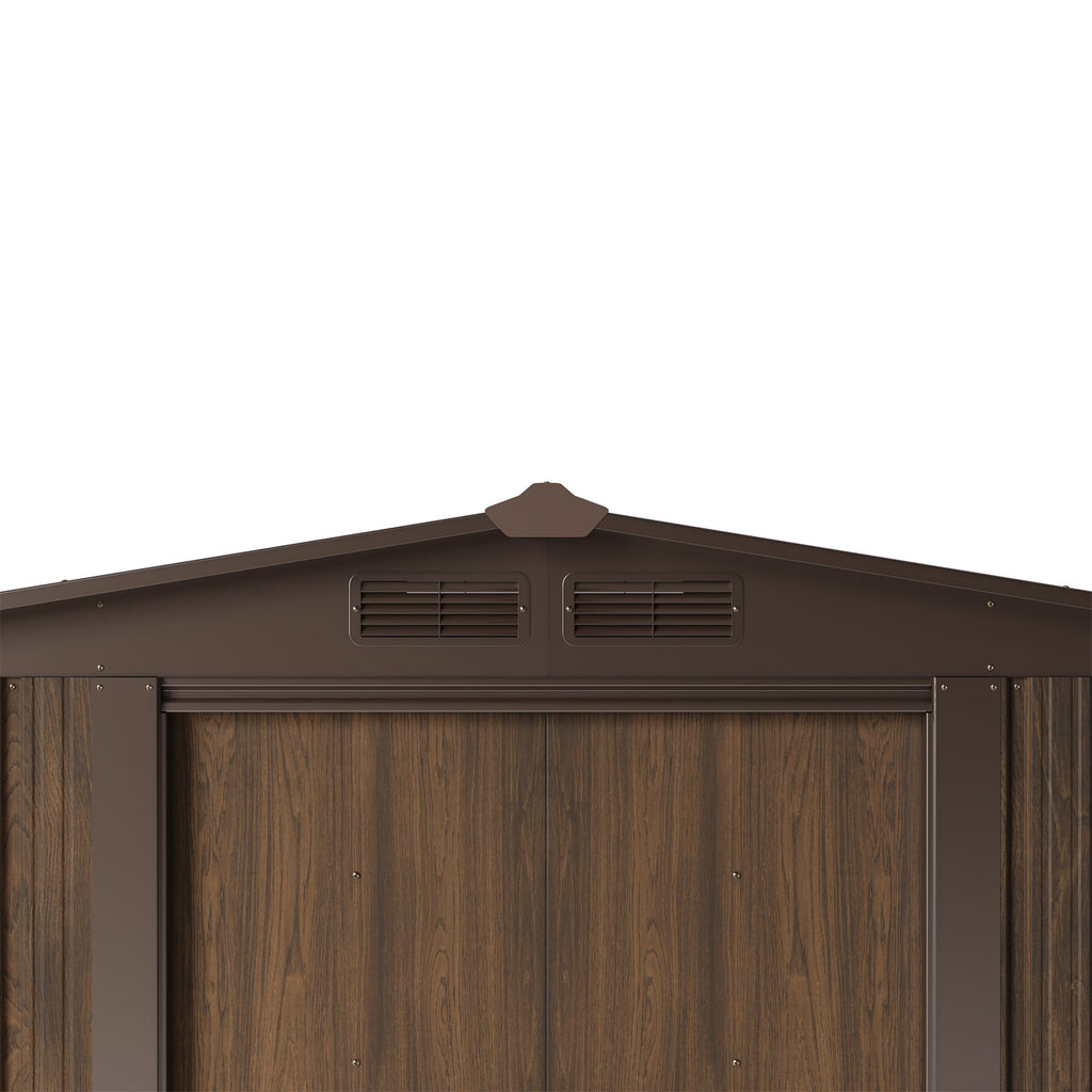 8 x 4 ft Metal Garden Storage Shed with Integrated Log Store & Apex Roof