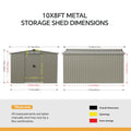 8 x 10 ft Metal Garden Storage Shed with Apex Roof