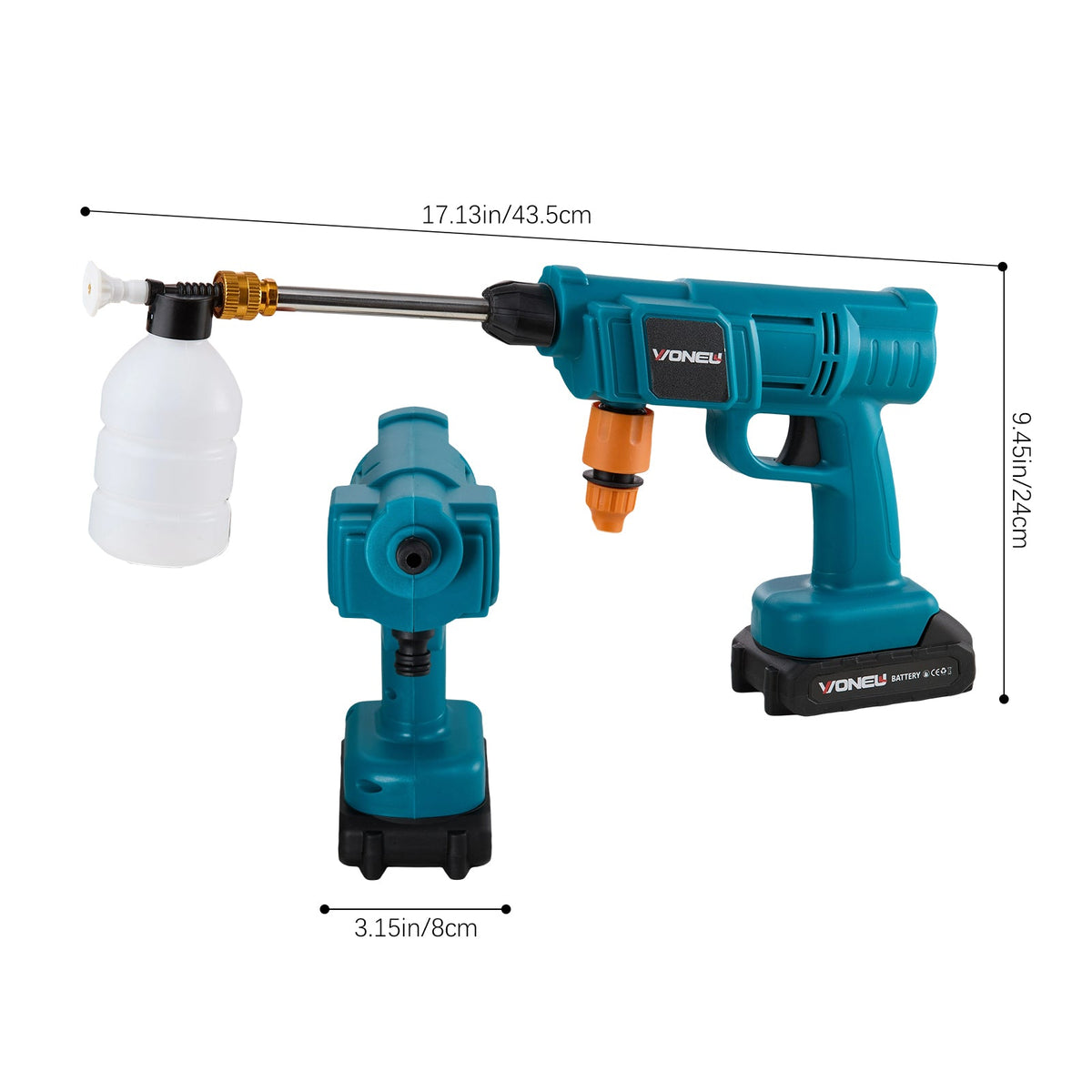 Electric Handheld Pressure Washer Cleaner with 2 Batteries
