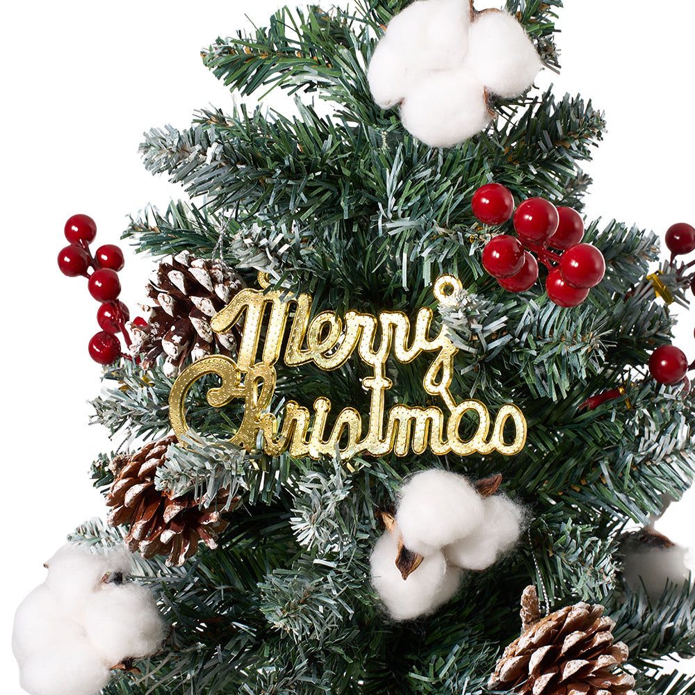 Set of 4 Solar-Powered Artificial Christmas Tree Decorations with String Light