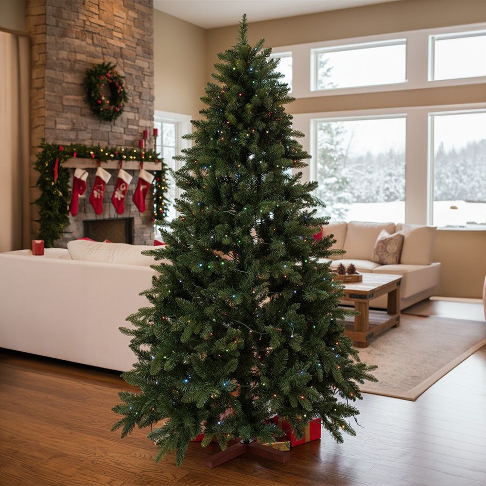 4FT/1.2M Artificial Christmas Tree with RGB Lights & Wood Stand