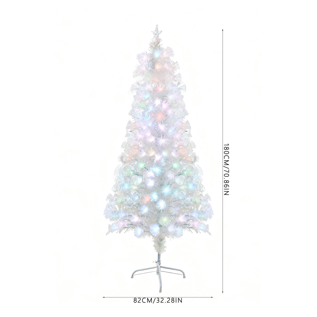 6FT/1.8M Pre-Lit Artificial Christmas Tree with Foldable Metal Stand