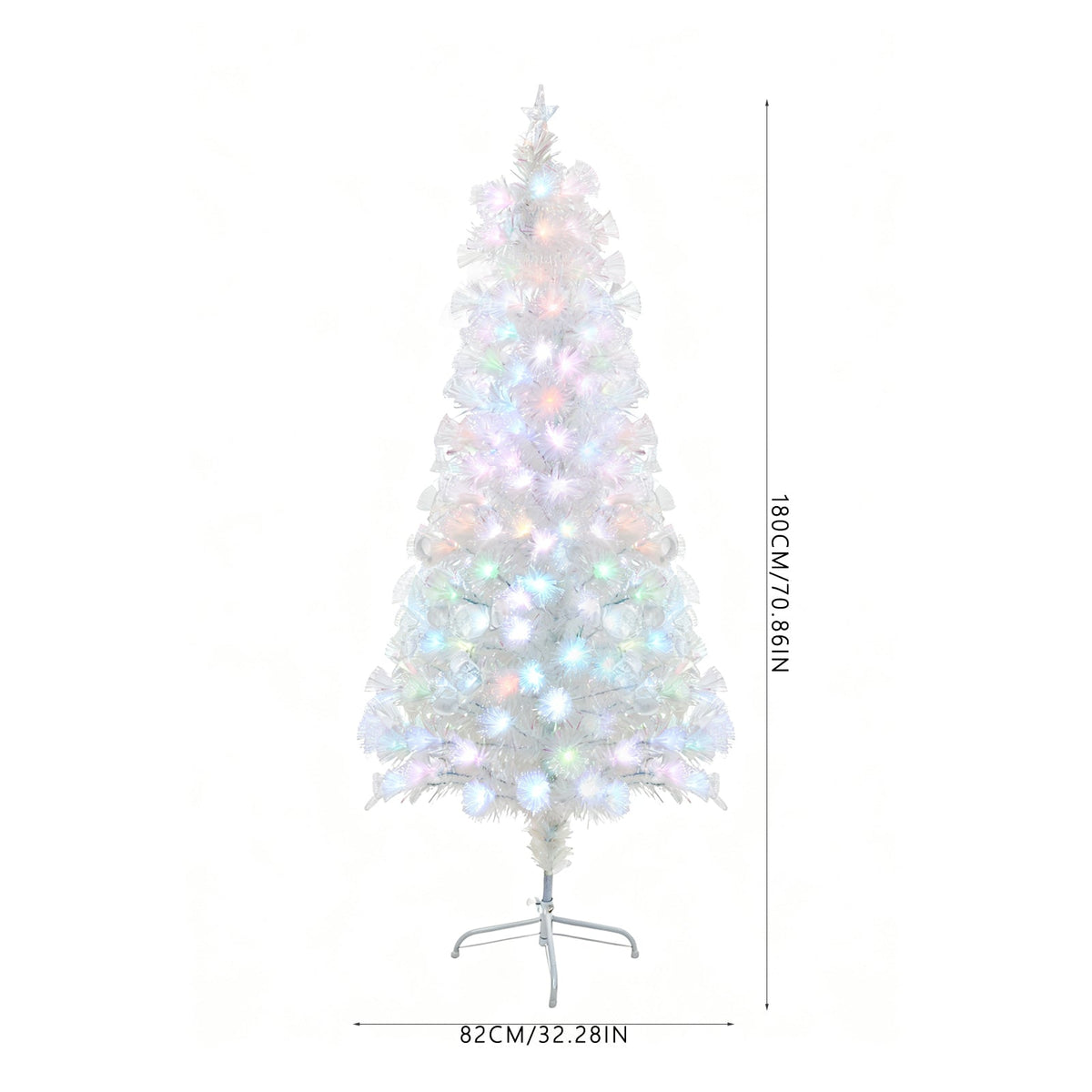 6FT/1.8M Pre-Lit Artificial Christmas Tree with Foldable Metal Stand