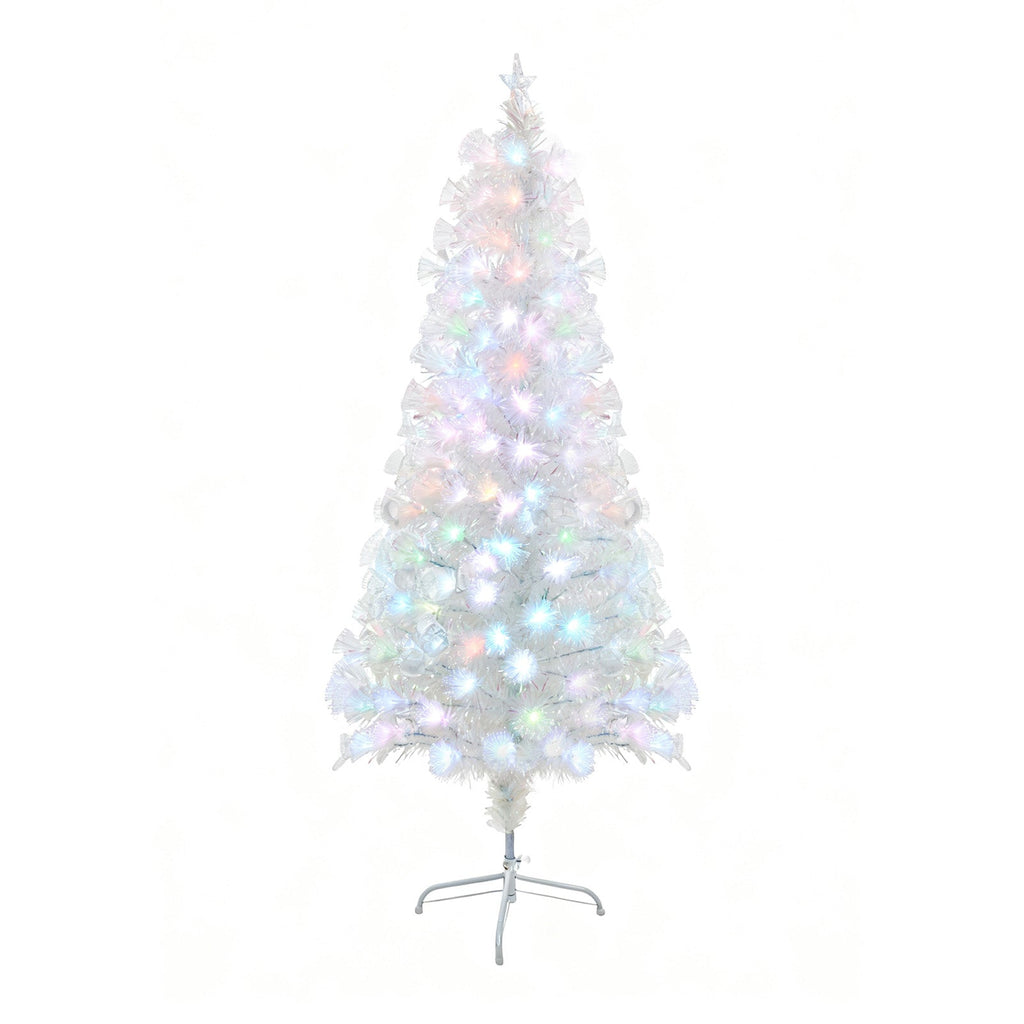6FT/1.8M Pre-Lit Artificial Christmas Tree with Foldable Metal Stand