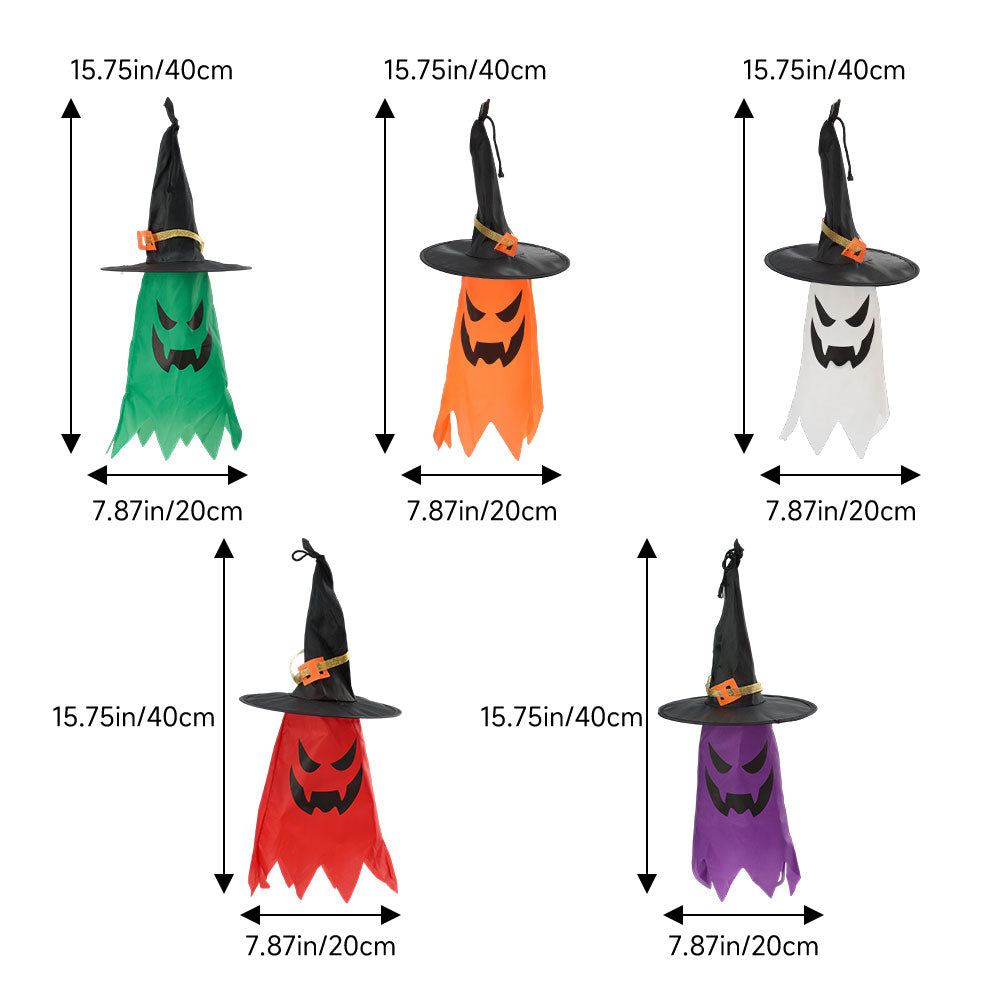 5Pcs Halloween Decorations Ghost Witch Hats with LED Lights