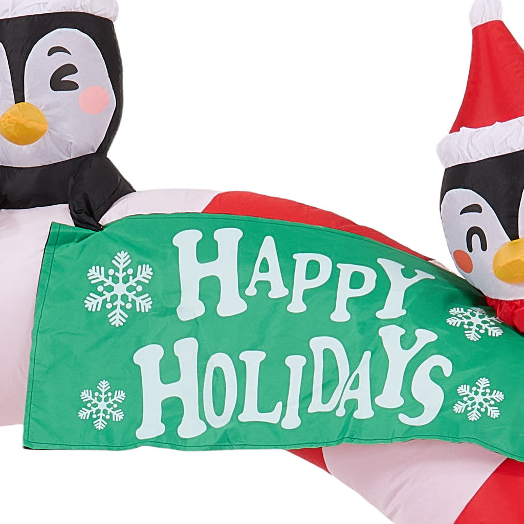 Christmas Candy Arch Inflatable with LED Lights & Festive Characters