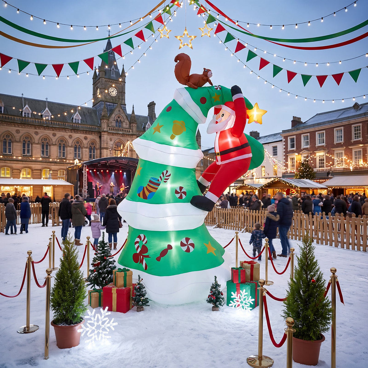 3m Christmas Tree Inflatable with Climbing Santa & LED Lights