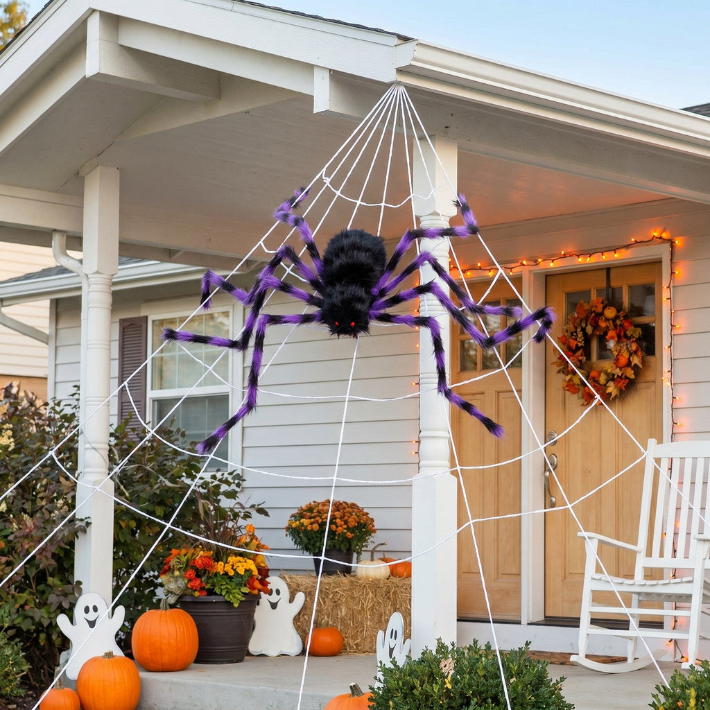 Giant Halloween Spider Decoration with 7m Web