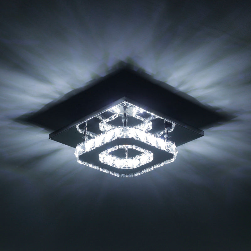 Modern Small Crystal LED Ceiling Light for Hallways and Corridor