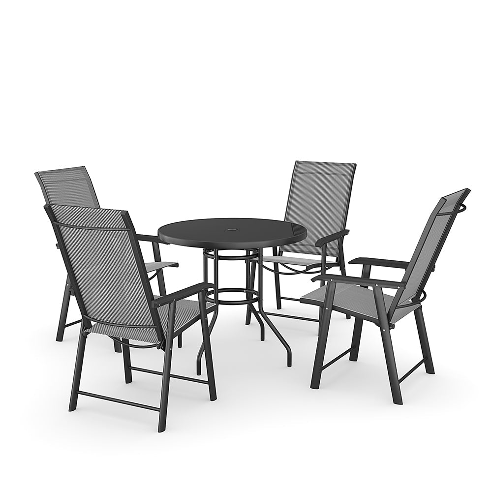 2/4 Pcs Garden Dining Chairs Set with Round Table