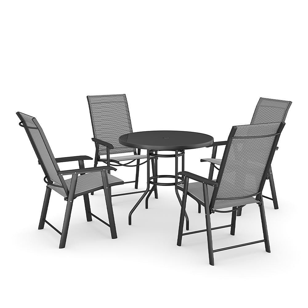 2/4 Pcs Garden Dining Chairs Set with Round Table